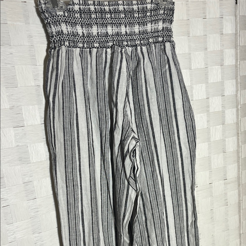 Rewash Black & White Striped Wide-Leg Smocked Waist Pants - Picture 6 of 7